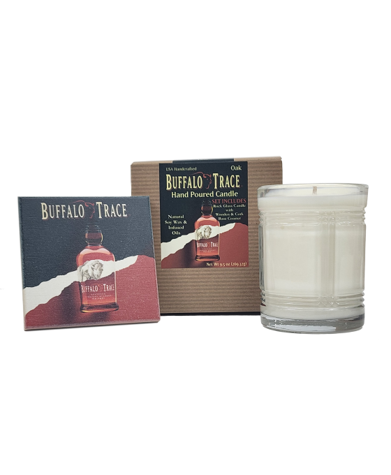 Oak Cut Glass Candle Box Set Bourbon Elegance